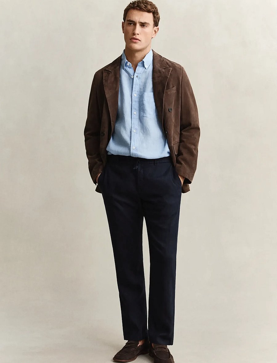Gant - Linen Pants - hørbukser - evening blue - 4