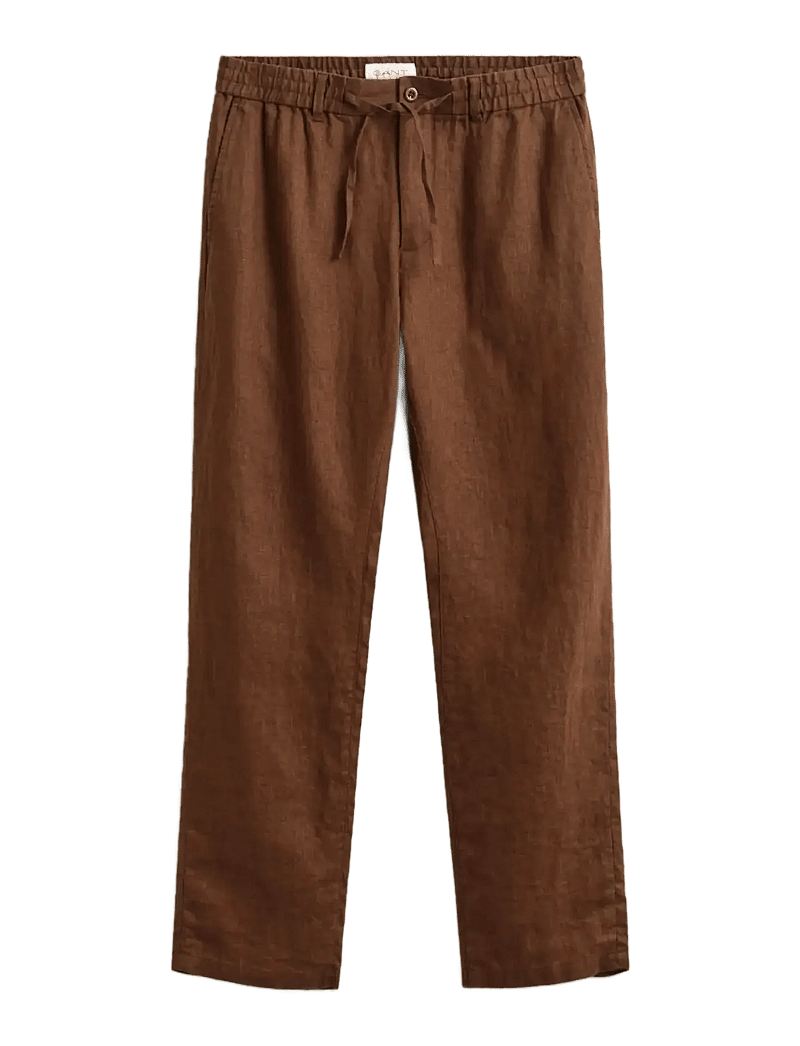 GANT - REG LINEN DS PANTS - linased püksid - mahogany brown - 1