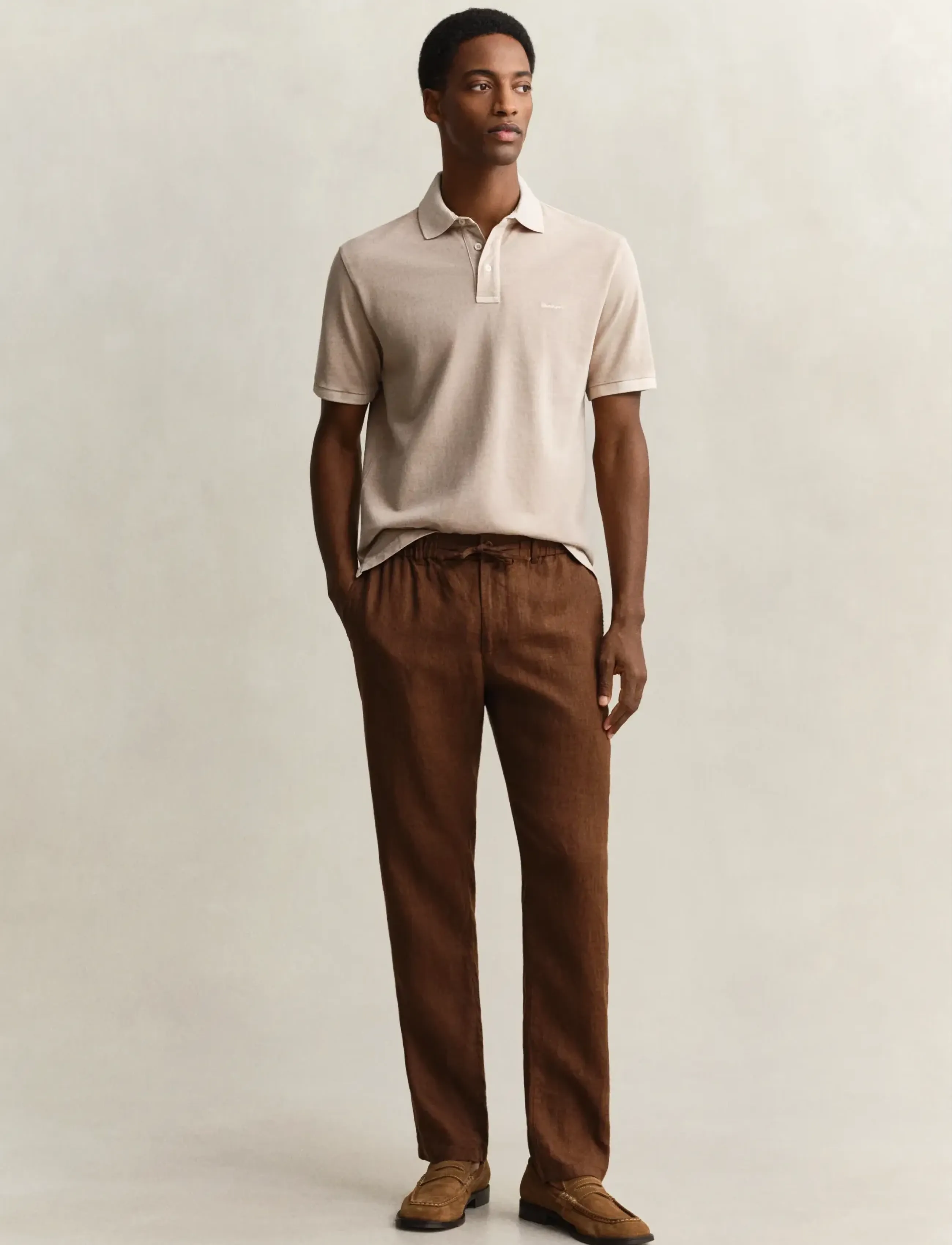 GANT REG LINEN DS PANTS - Hosen - MAHOGANY BROWN / brown