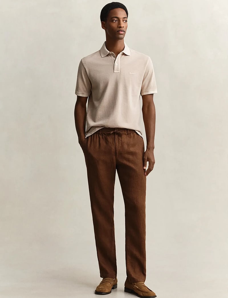 GANT - REG LINEN DS PANTS - linased püksid - mahogany brown - 0
