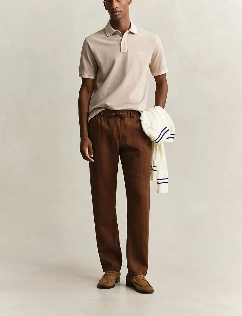 GANT - REG LINEN DS PANTS - linased püksid - mahogany brown - 4