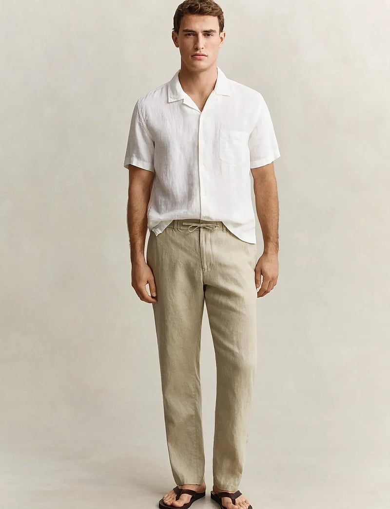 GANT - REG LINEN DS PANTS - lininės kelnės - oat beige - 0