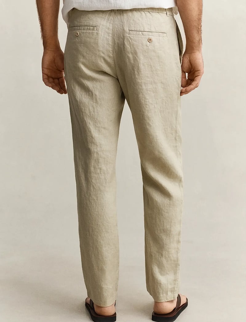 GANT - REG LINEN DS PANTS - lininės kelnės - oat beige - 2