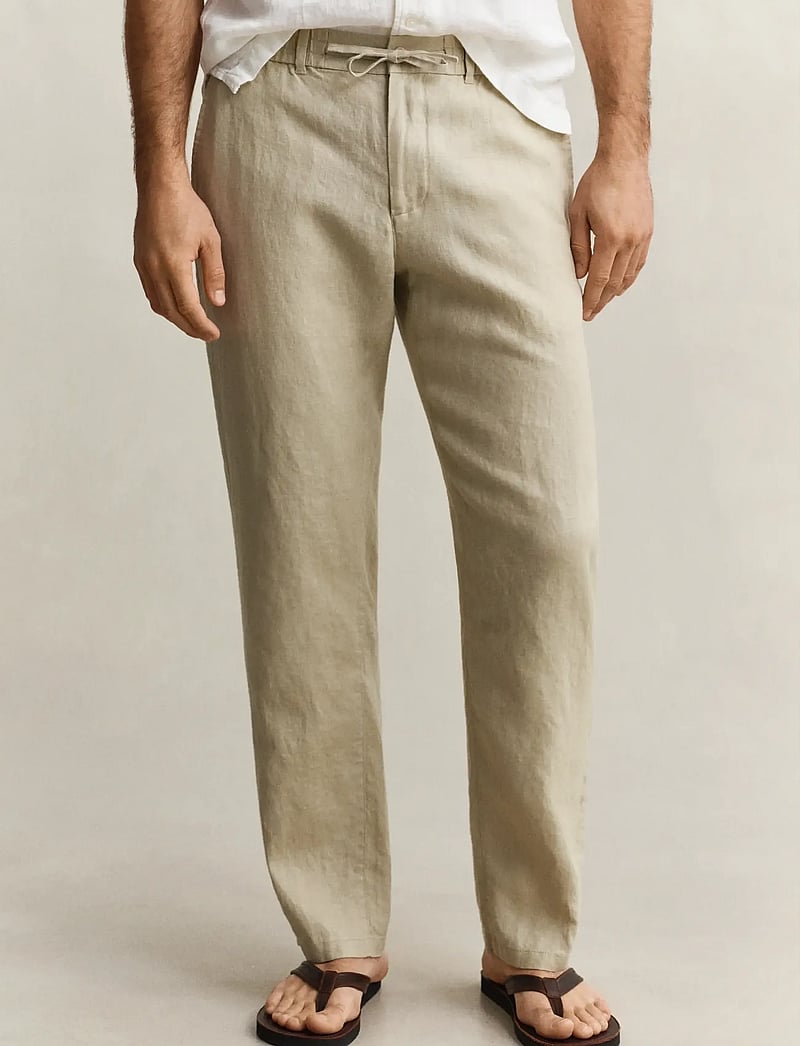 GANT - REG LINEN DS PANTS - lininės kelnės - oat beige - 3