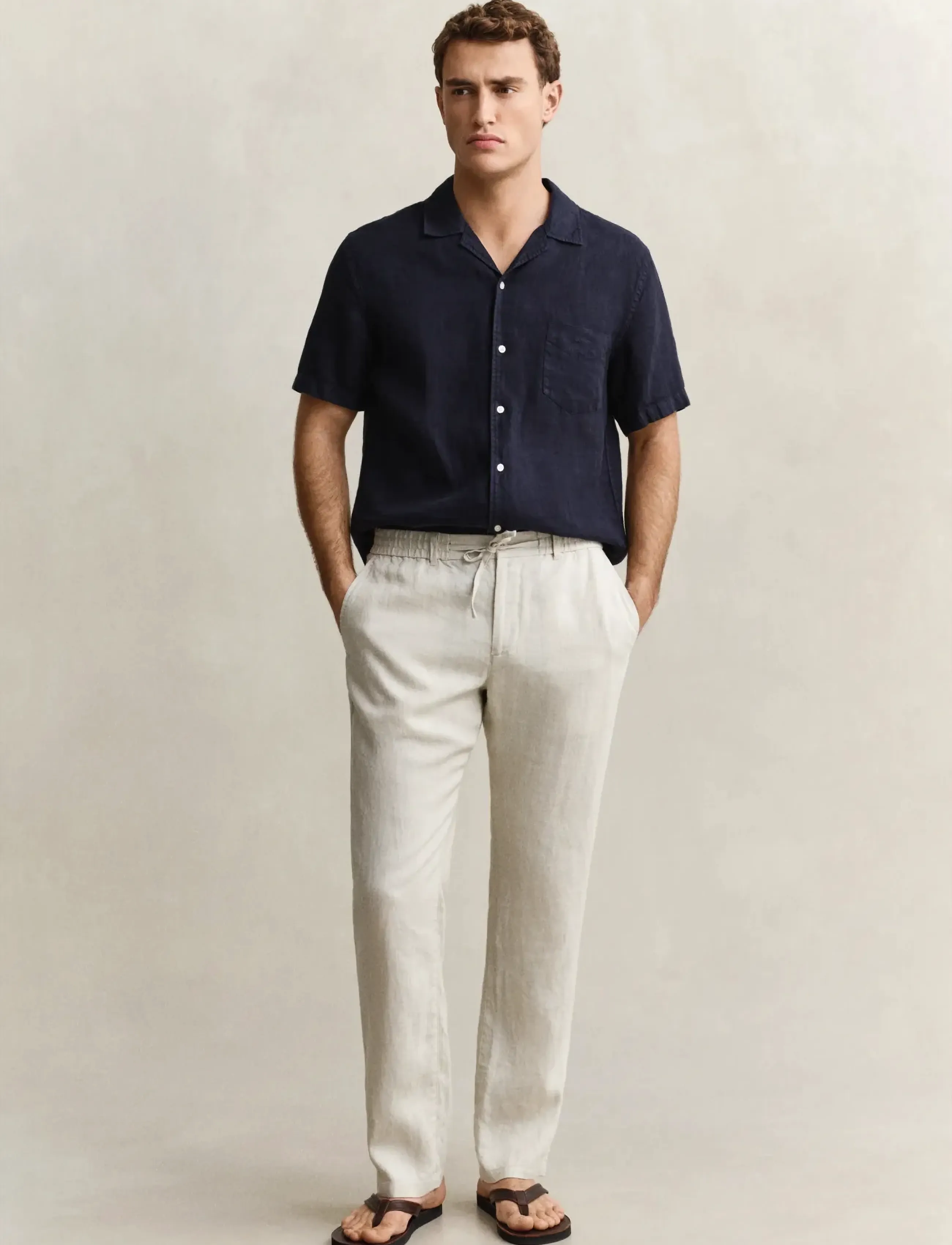 Gant - Linen Pants - linen trousers - sand - 4
