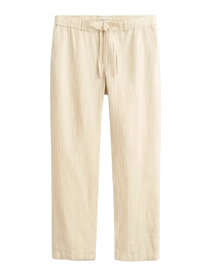 Gant - REG STRIPED LINEN DS PANTS - hørbukser - faded beige - 1