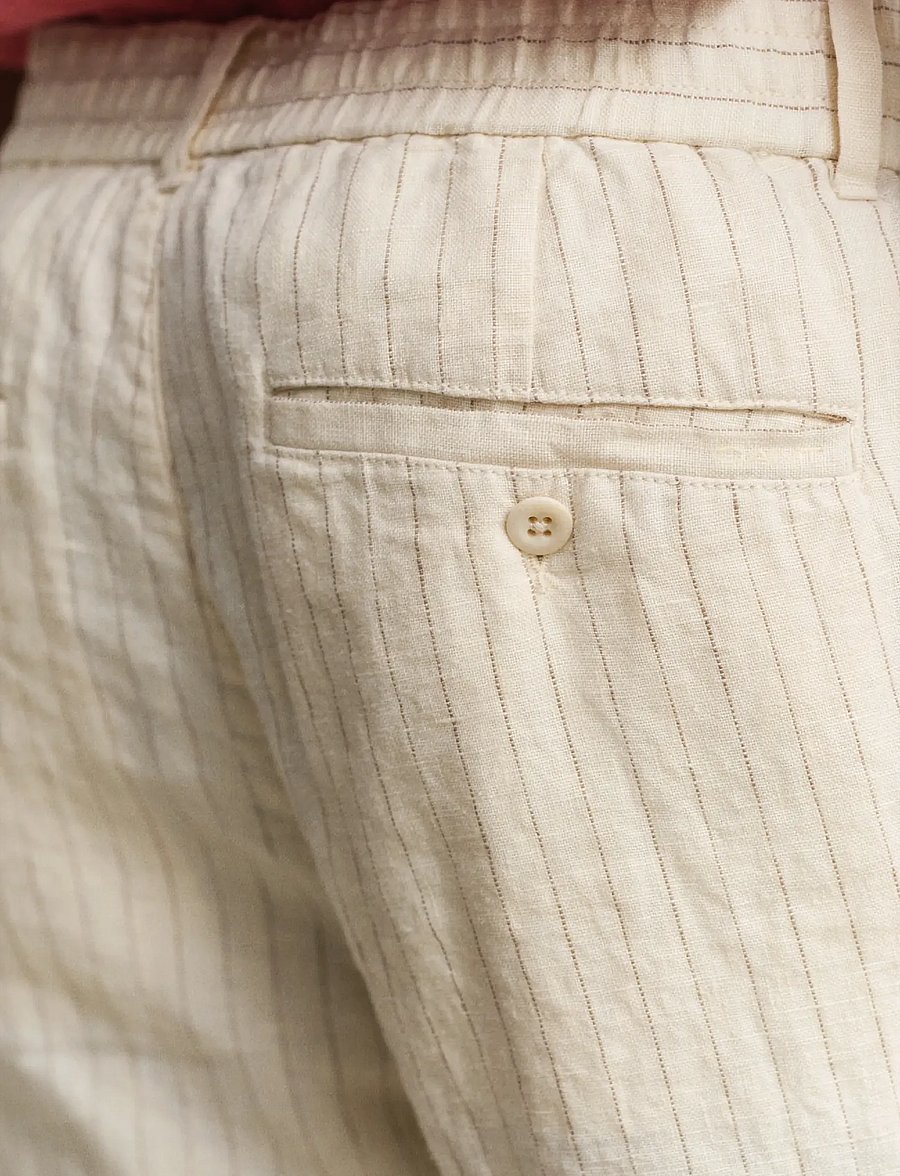 Gant - REG STRIPED LINEN DS PANTS - hørbukser - faded beige - 3