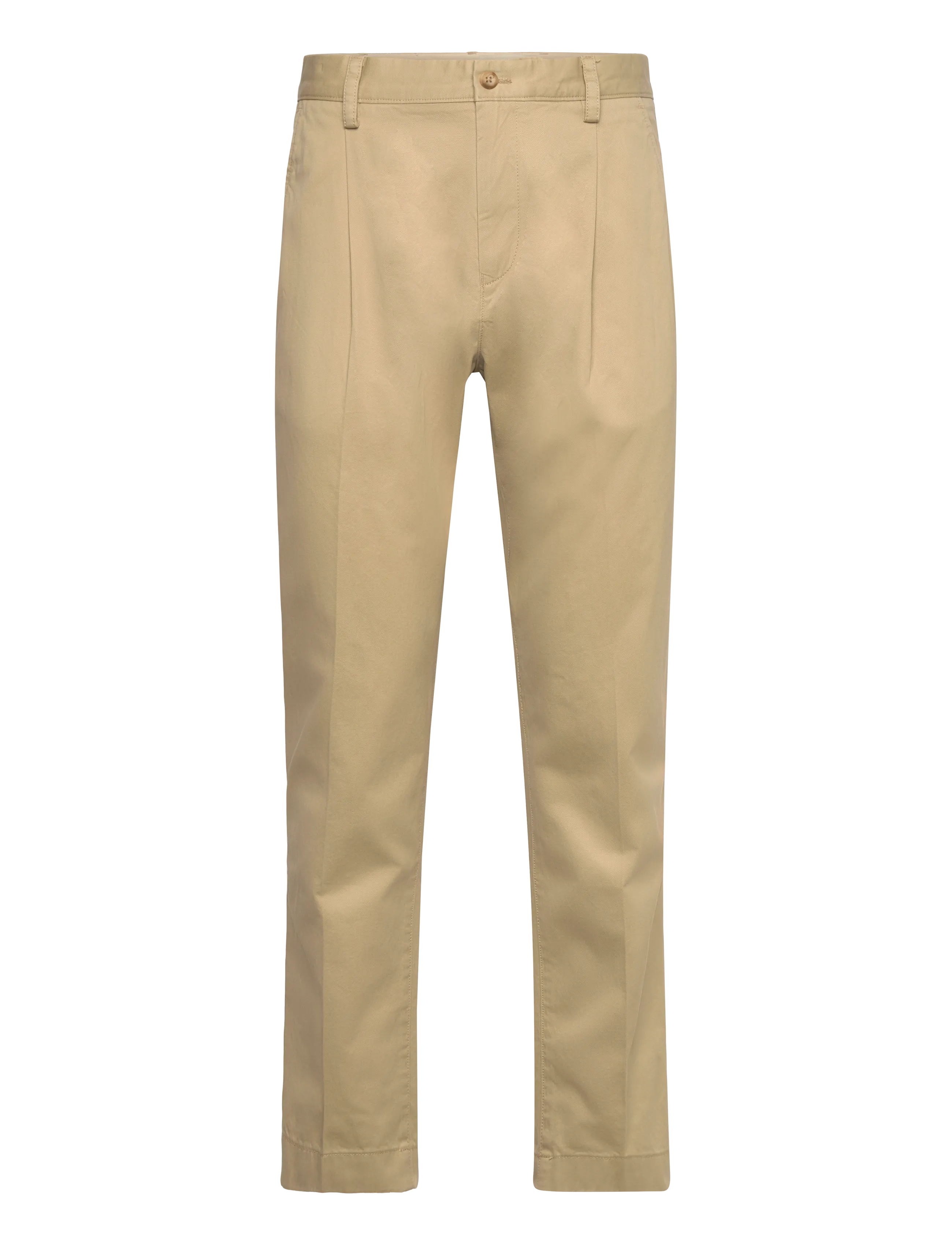 REG PLEATED COTTON TWILL CHINOS - WOODY BEIGE
