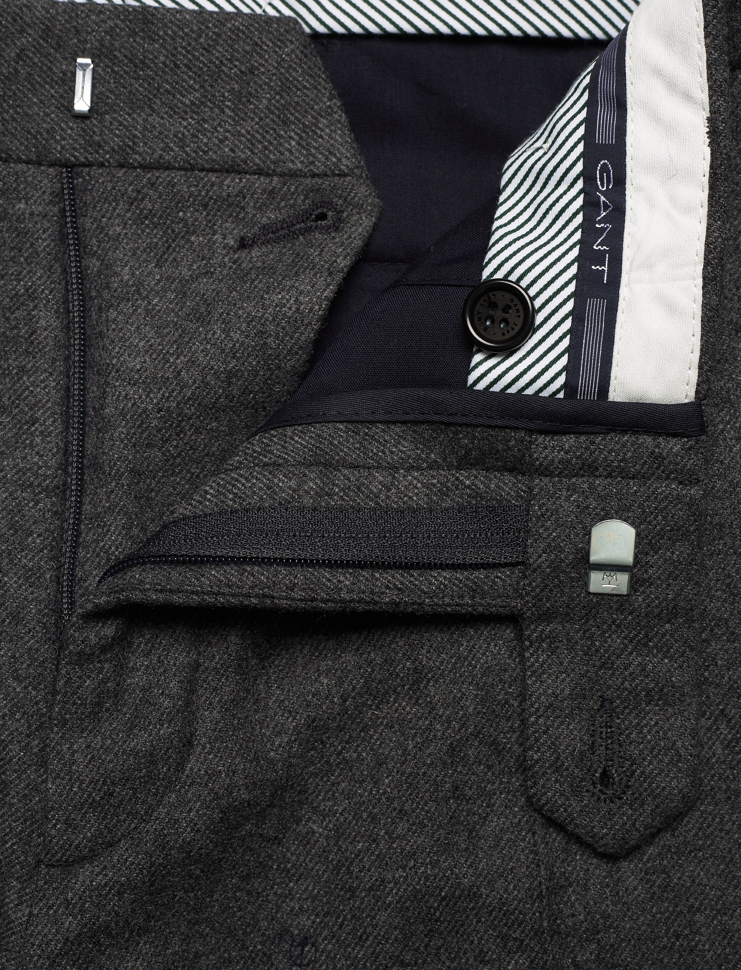 GANT - D1. SLIM FLANNEL SUIT PANT - charcoal melange - 3