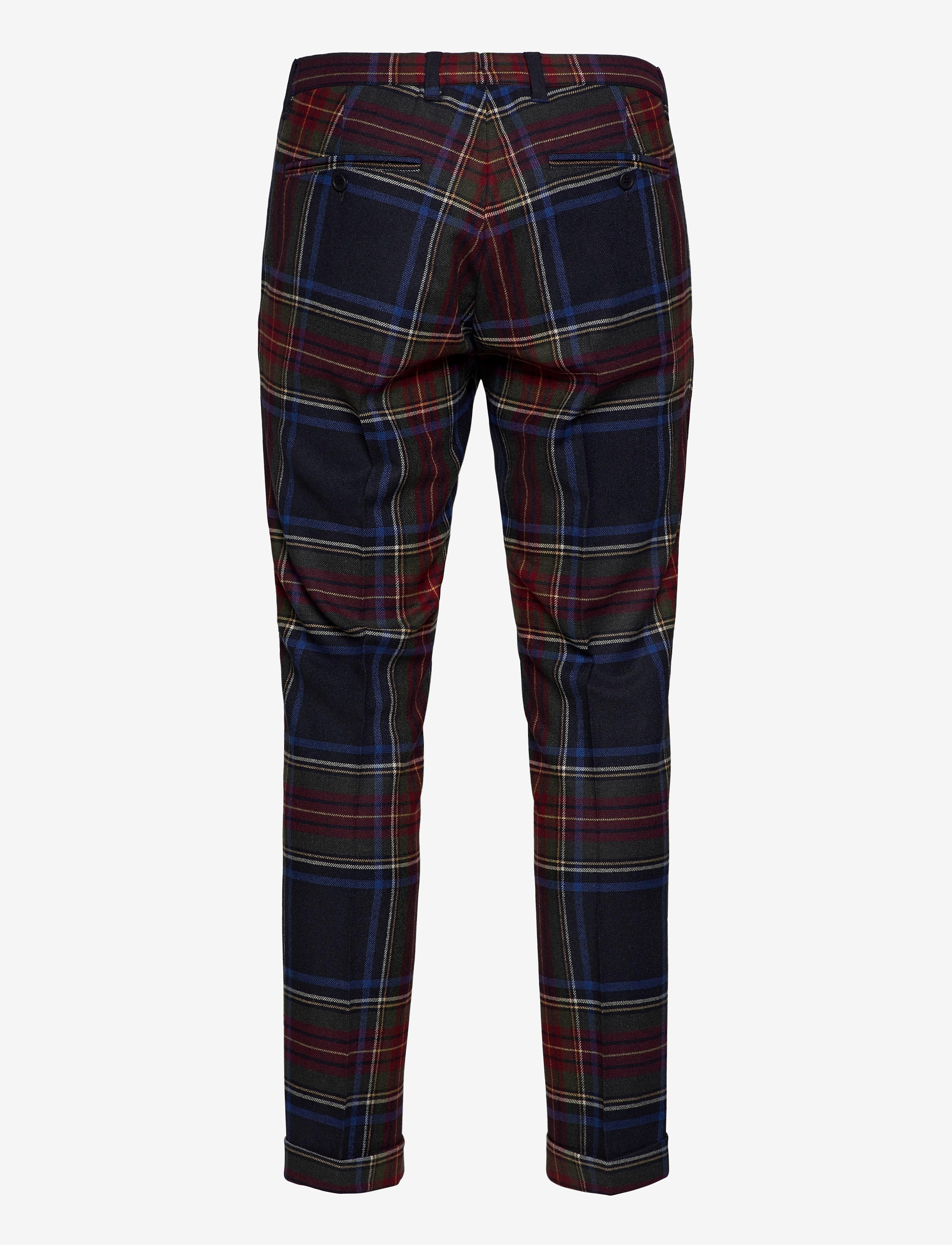 GANT - D2. SLIM PLEATED TARTAN PANT - tartan green - 1