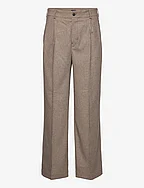 D2. PLEATED CHECKED SUIT PANT - DRY SAND
