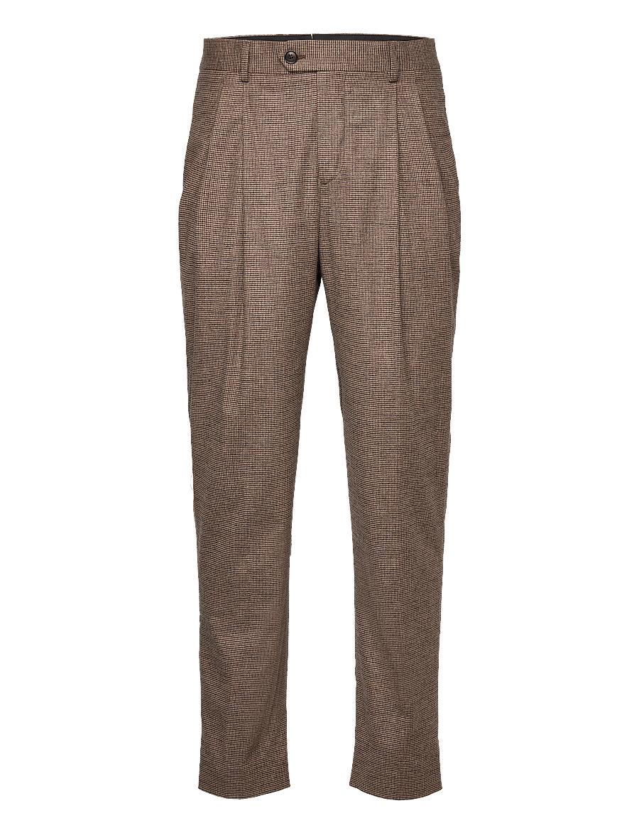 GANT - D2. HOUNDSTOOTH CHECK SUIT PANTS - rich brown - 0