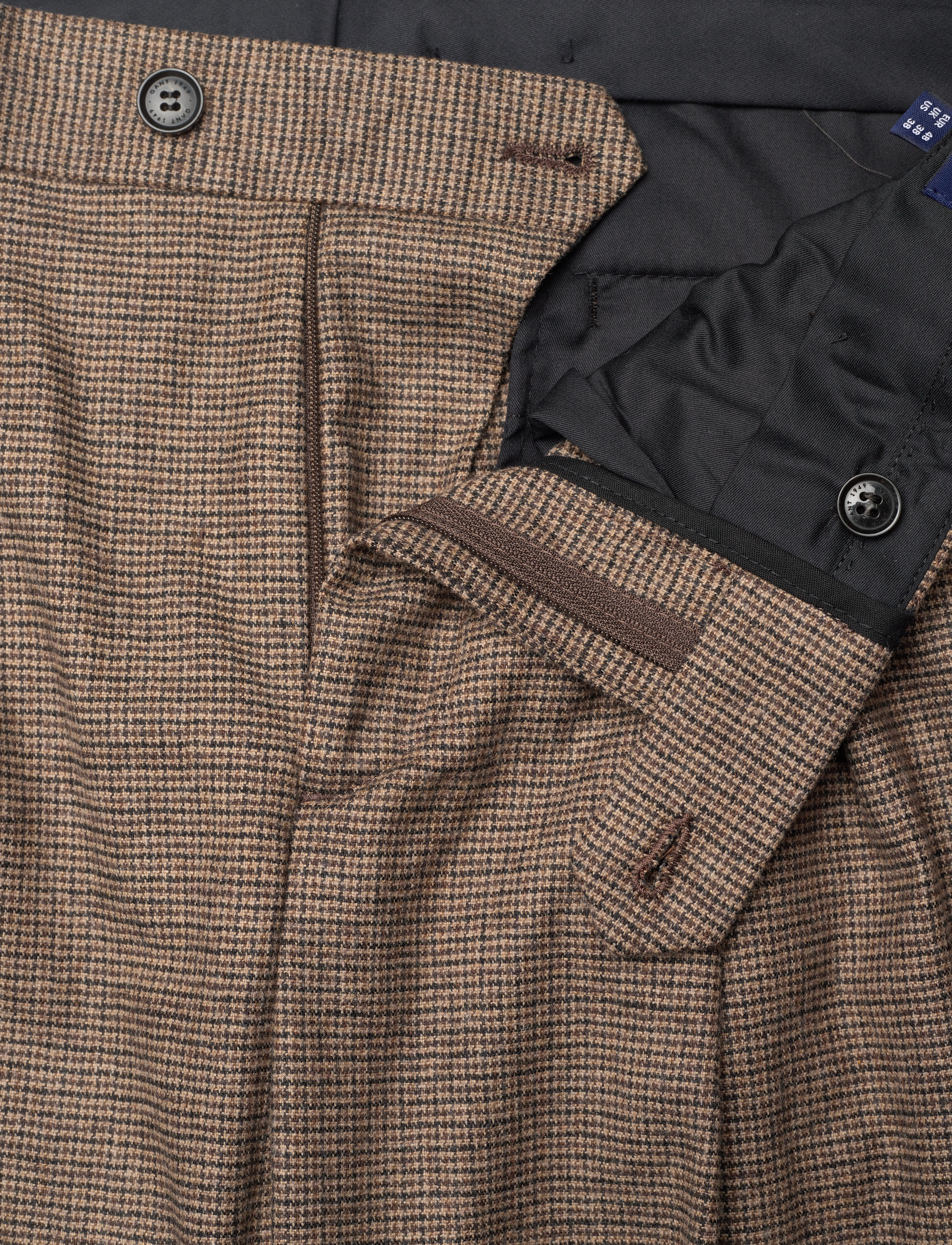 GANT - D2. HOUNDSTOOTH CHECK SUIT PANTS - rich brown - 3