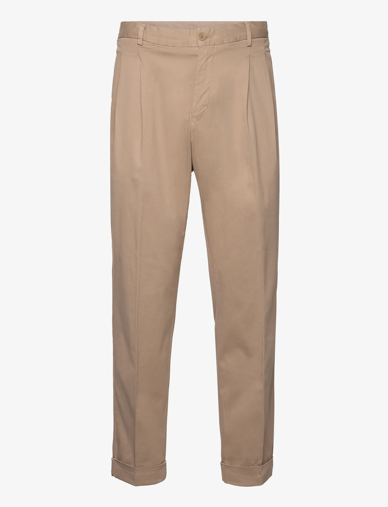 GANT - RELAXED TAPERED COTTON SUIT PANTS - chinosy - taupe beige - 0