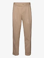 RELAXED TAPERED COTTON SUIT PANTS - TAUPE BEIGE