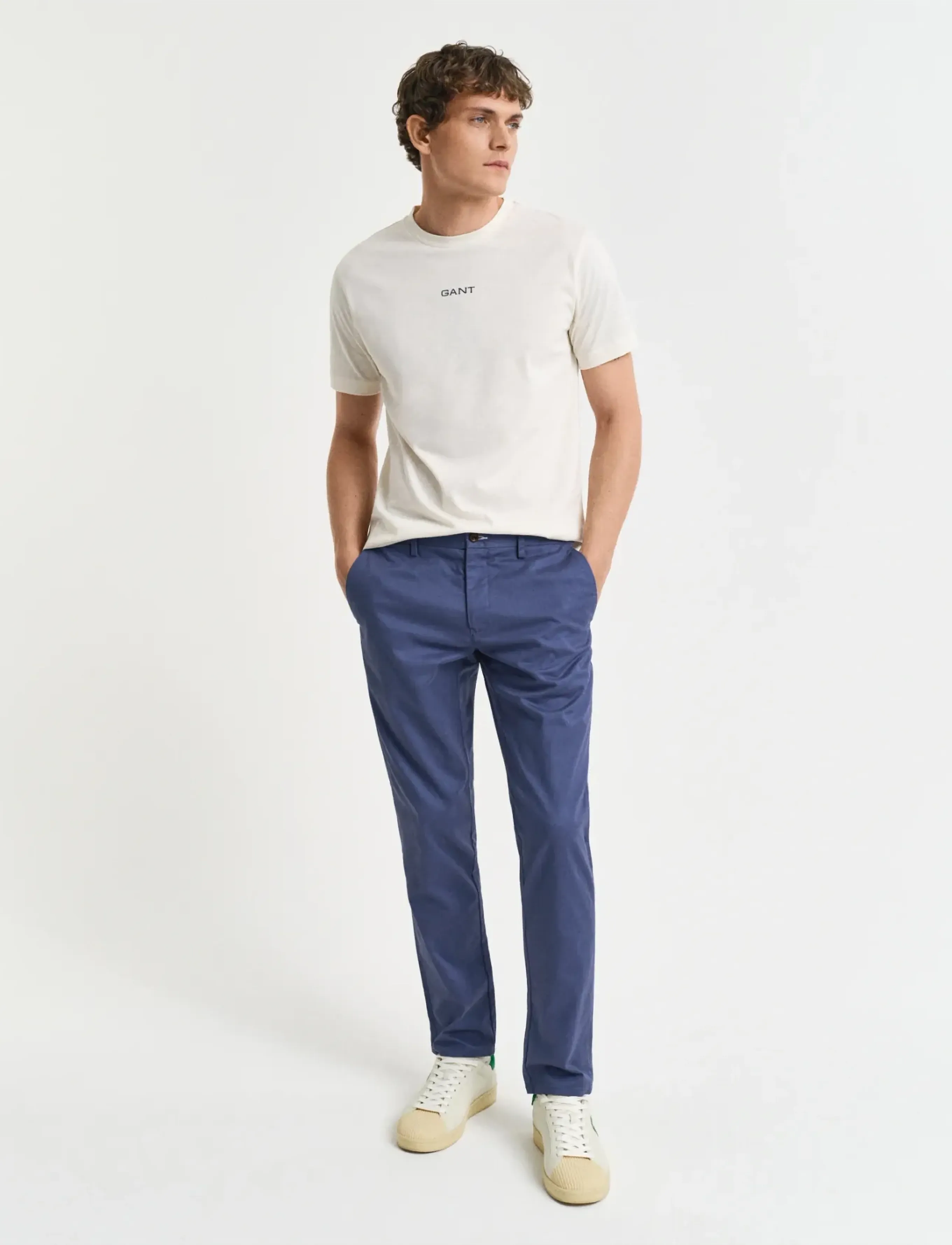 Gant Slim Chinos, 32 x 34, Navy, Bukser > Chinos, Herre