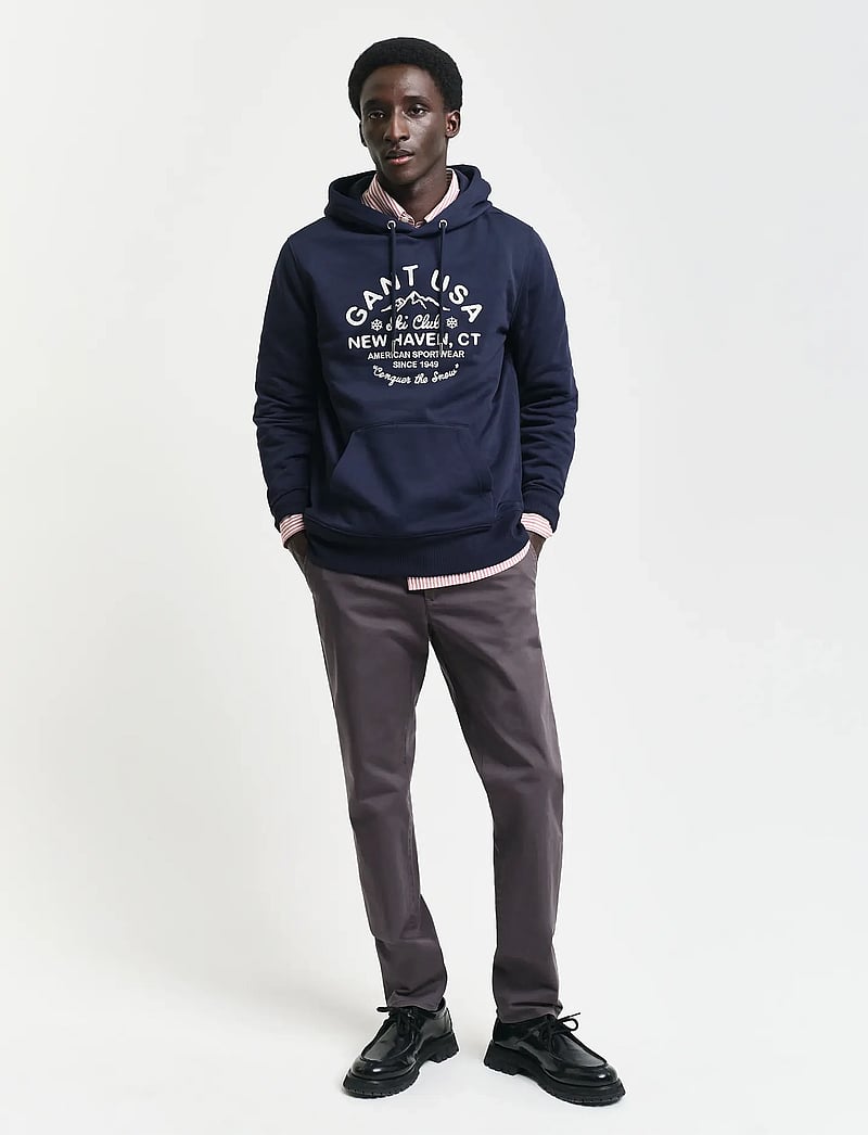 GANT - SLIM TWILL CHINOS - chinos - antracite - 0