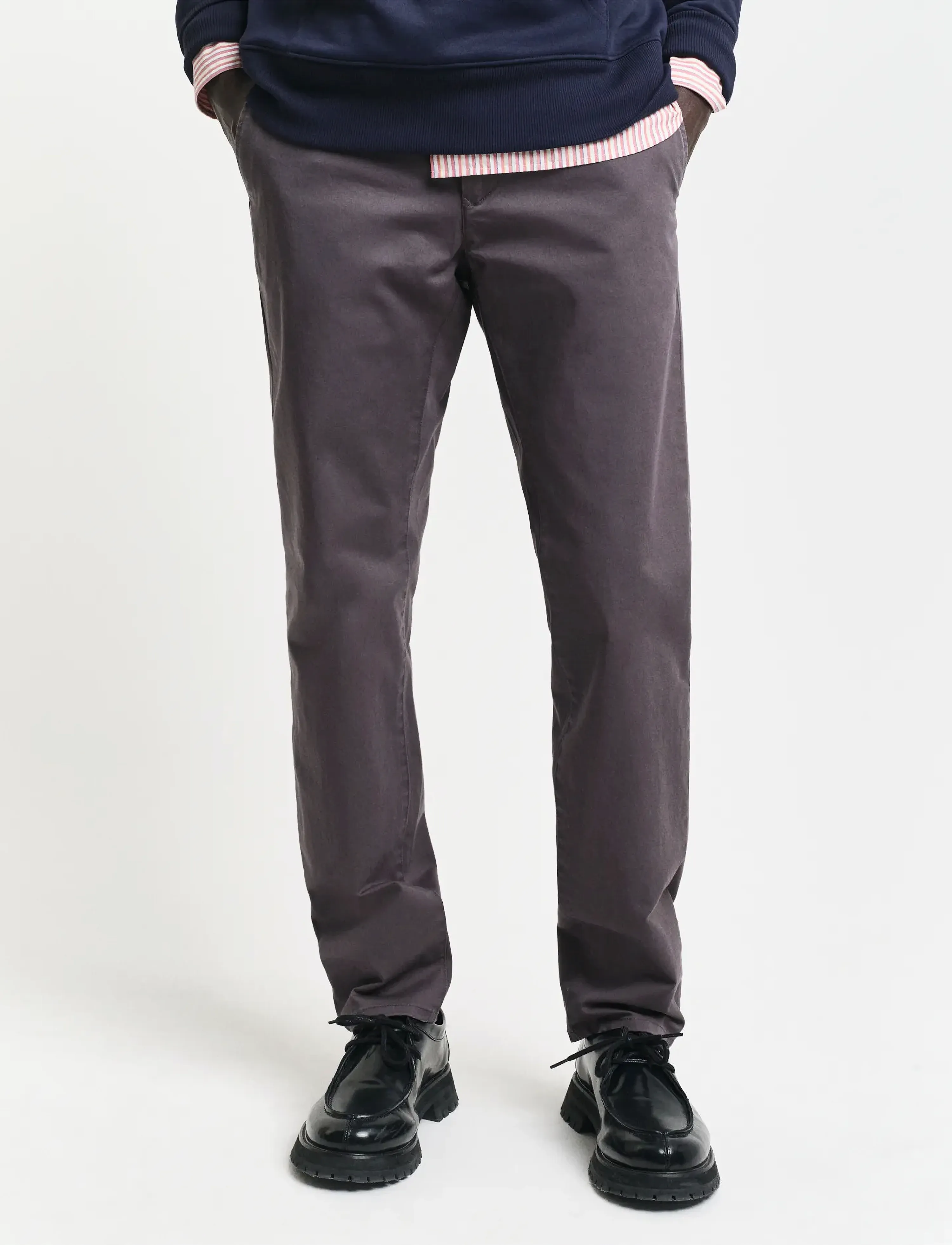 Gant - SLIM TWILL CHINOS - pantalons chino - antracite - 4