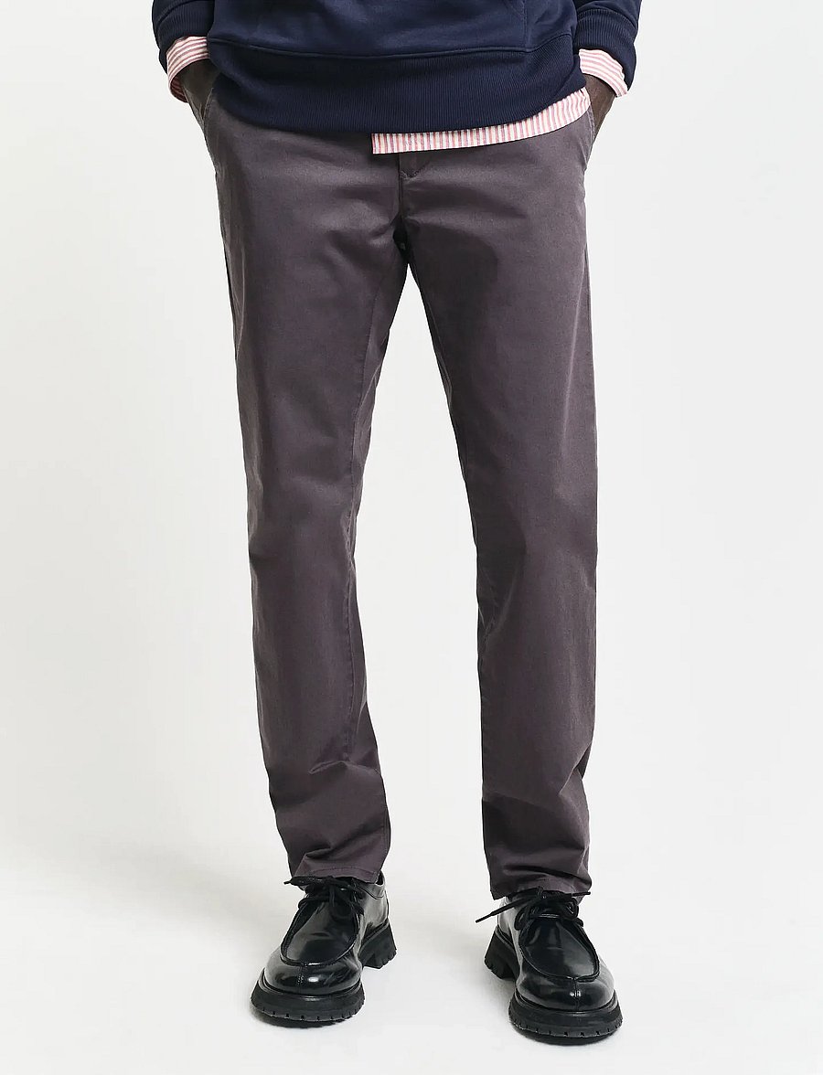 Gant - SLIM TWILL CHINOS - pantalons chino - antracite - 4