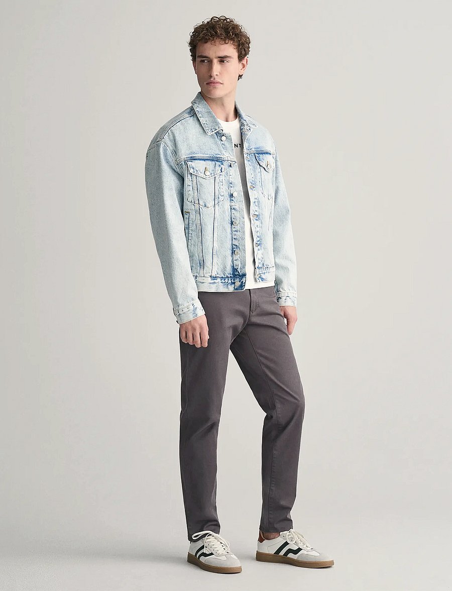Gant - SLIM TWILL CHINOS - pantalons chino - antracite - 5