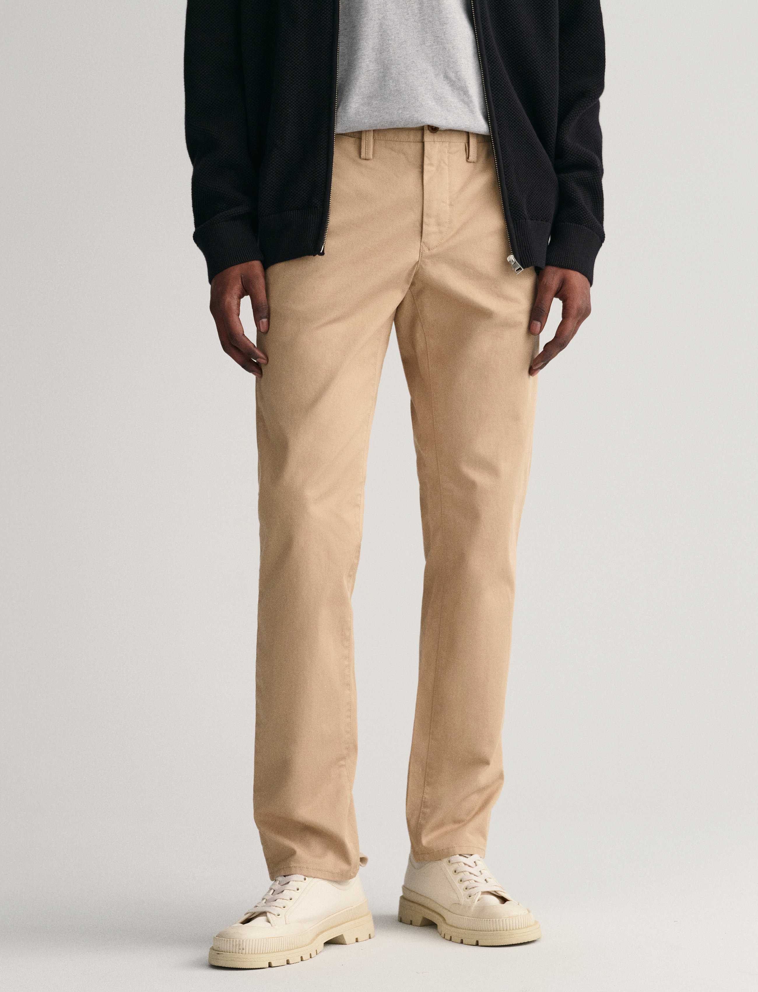 GANT SLIM TWILL CHINOS - Trousers - DARK KHAKI / beige