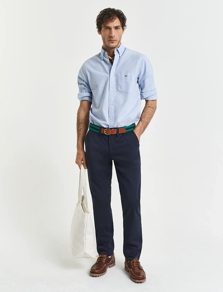 Gant - SLIM TWILL CHINOS - pantalons chino - marine - 1