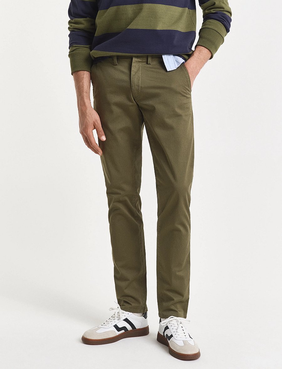 Gant - SLIM TWILL CHINOS - chinos - moss green - 5