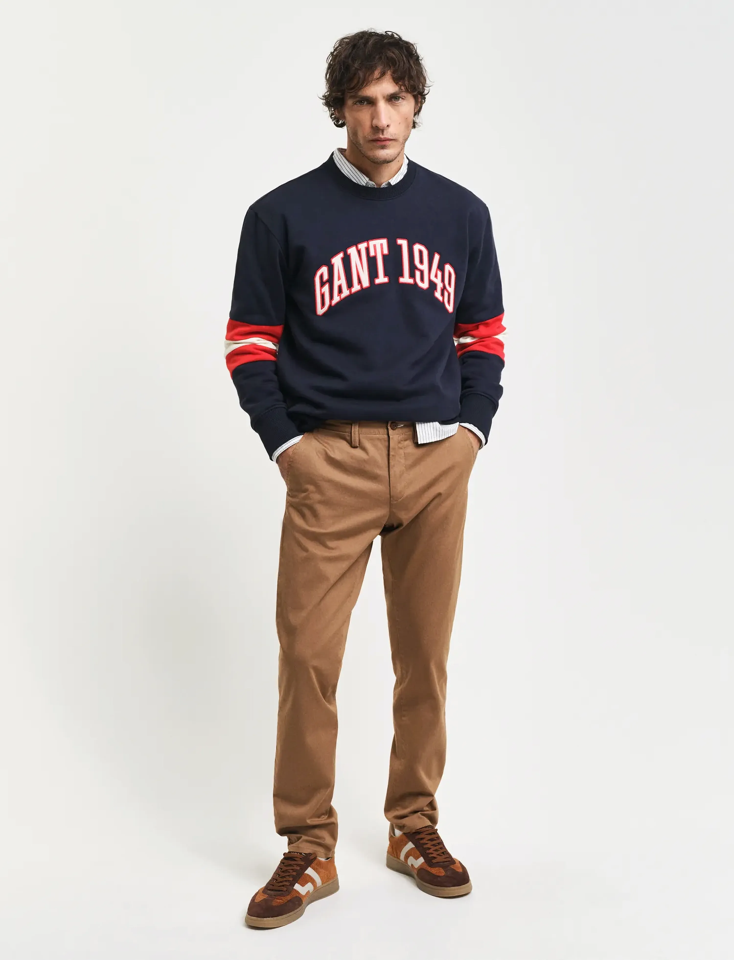 GANT SLIM TWILL CHINOS - Byxor - ROASTED WALNUT / beige