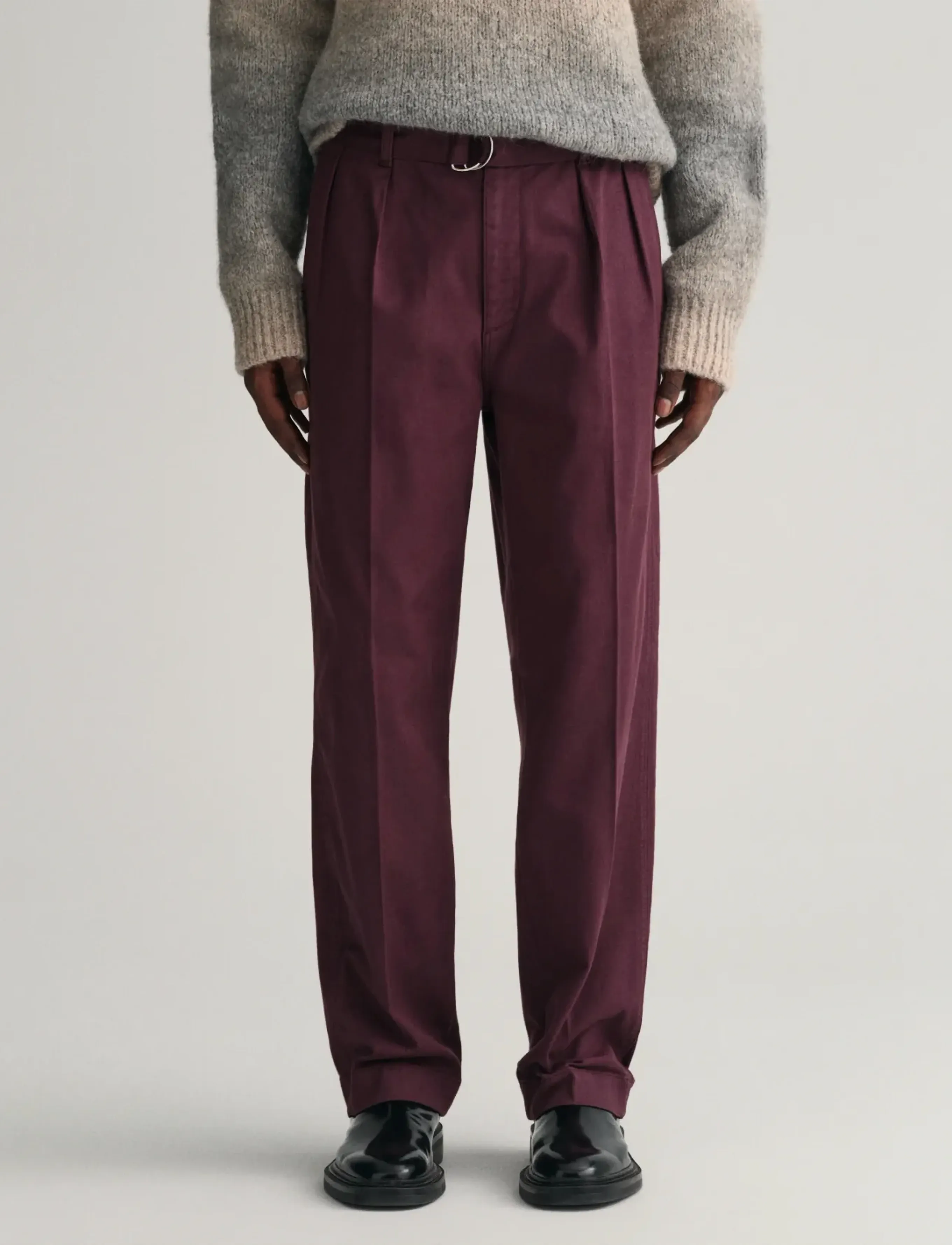 Gant Belted Pleat Chinos, 29, Burgundy, Bukser > Chinos, Herre