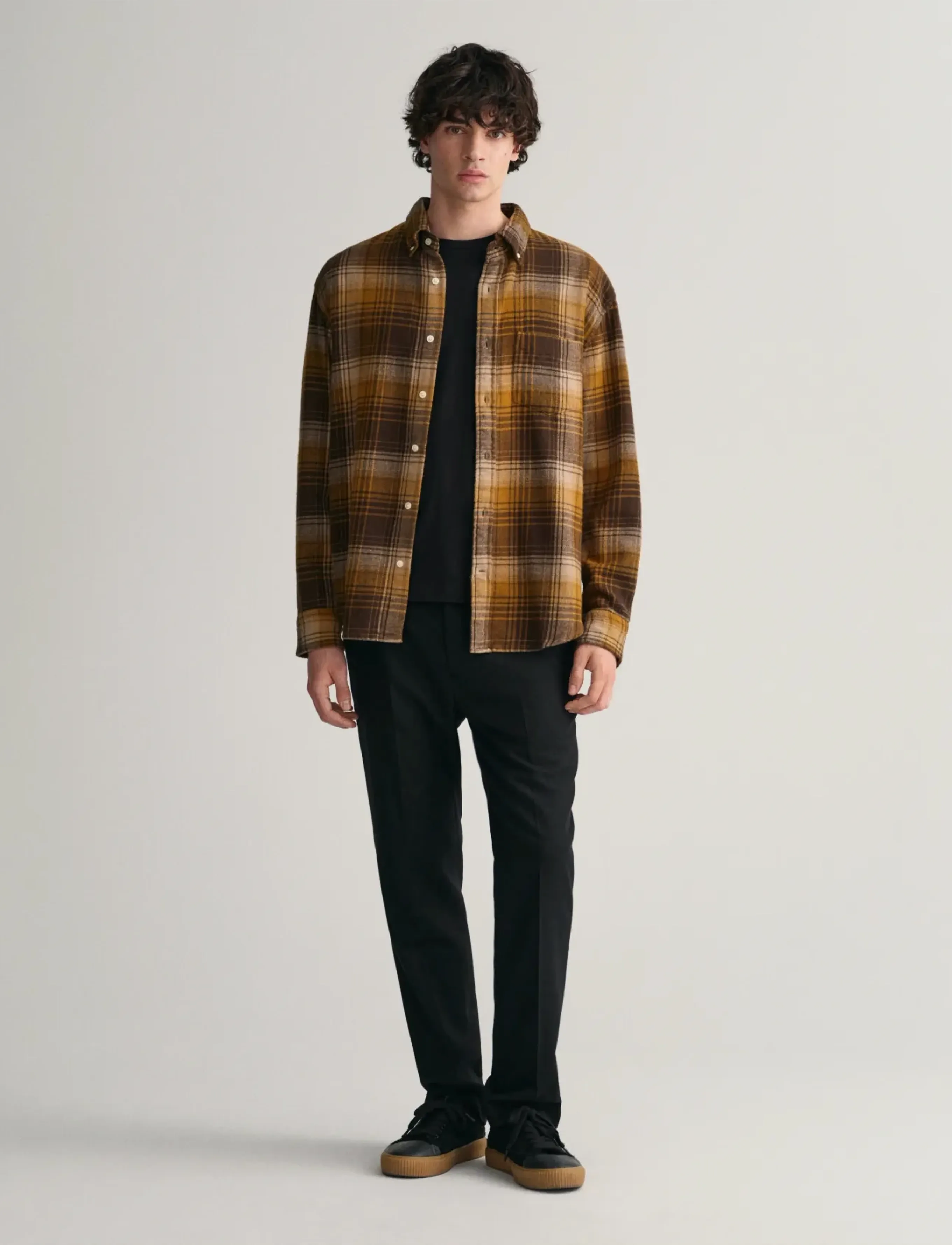 GANT - SLIM FLANNEL PANTS - black - 5