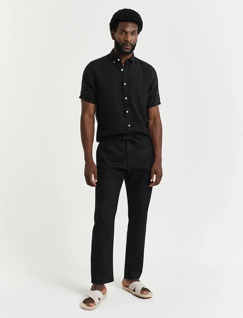 Gant - RELAXED LINEN DS PANTS - leinenhosen - black - 0