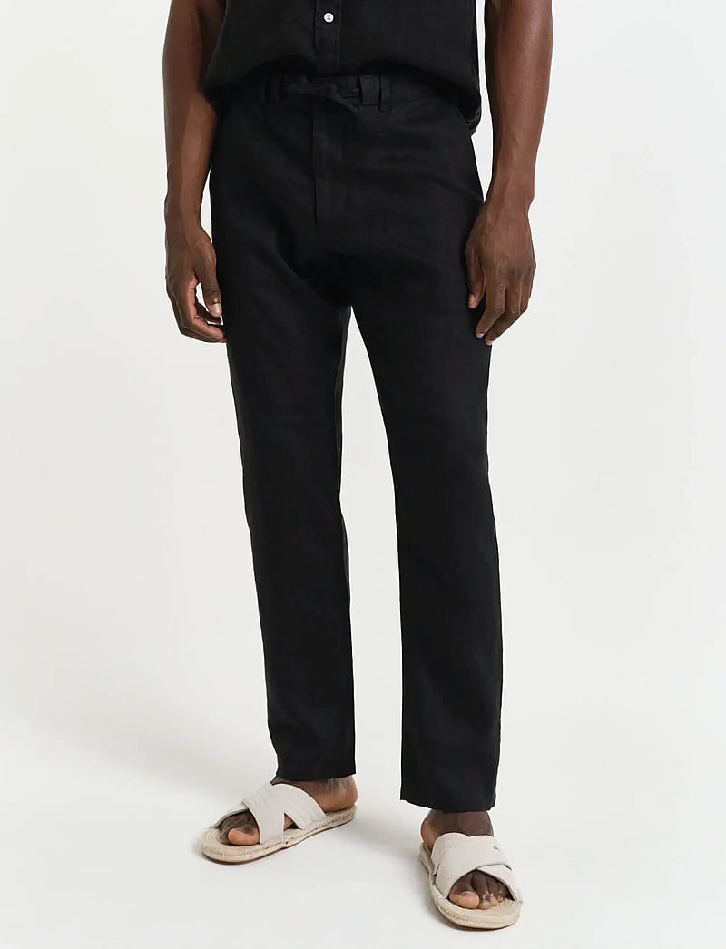 Gant - RELAXED LINEN DS PANTS - leinenhosen - black - 4