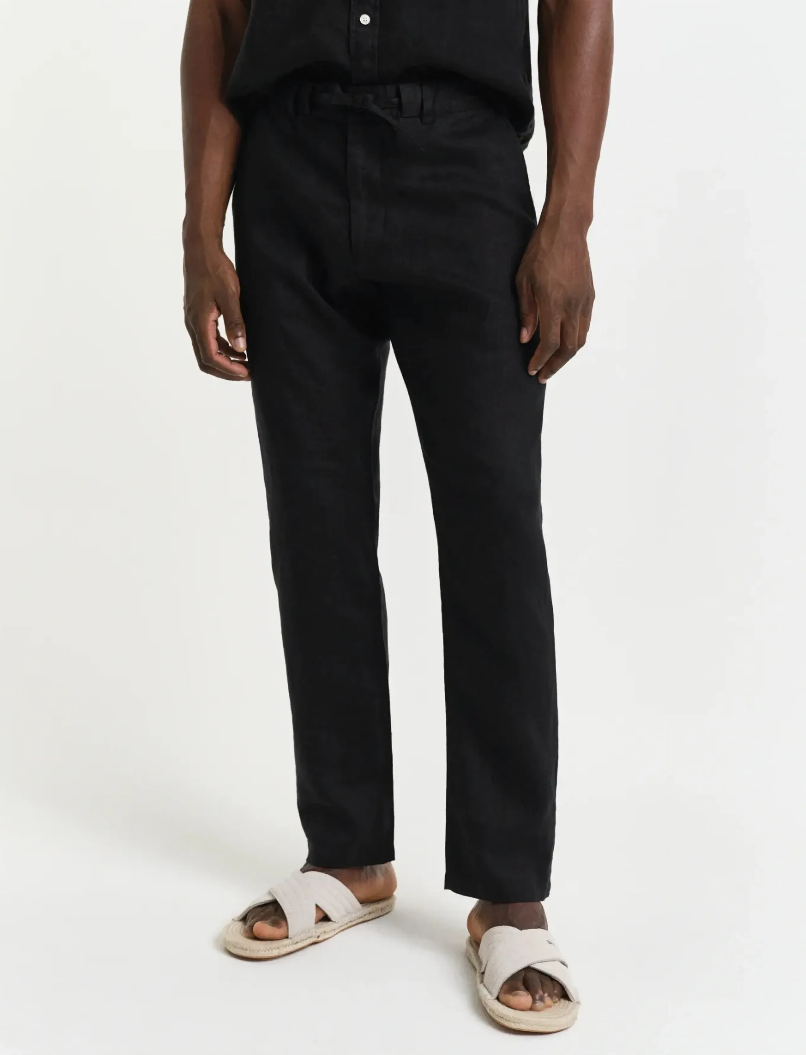 Gant - RELAXED LINEN DS PANTS - linased püksid - black - 4