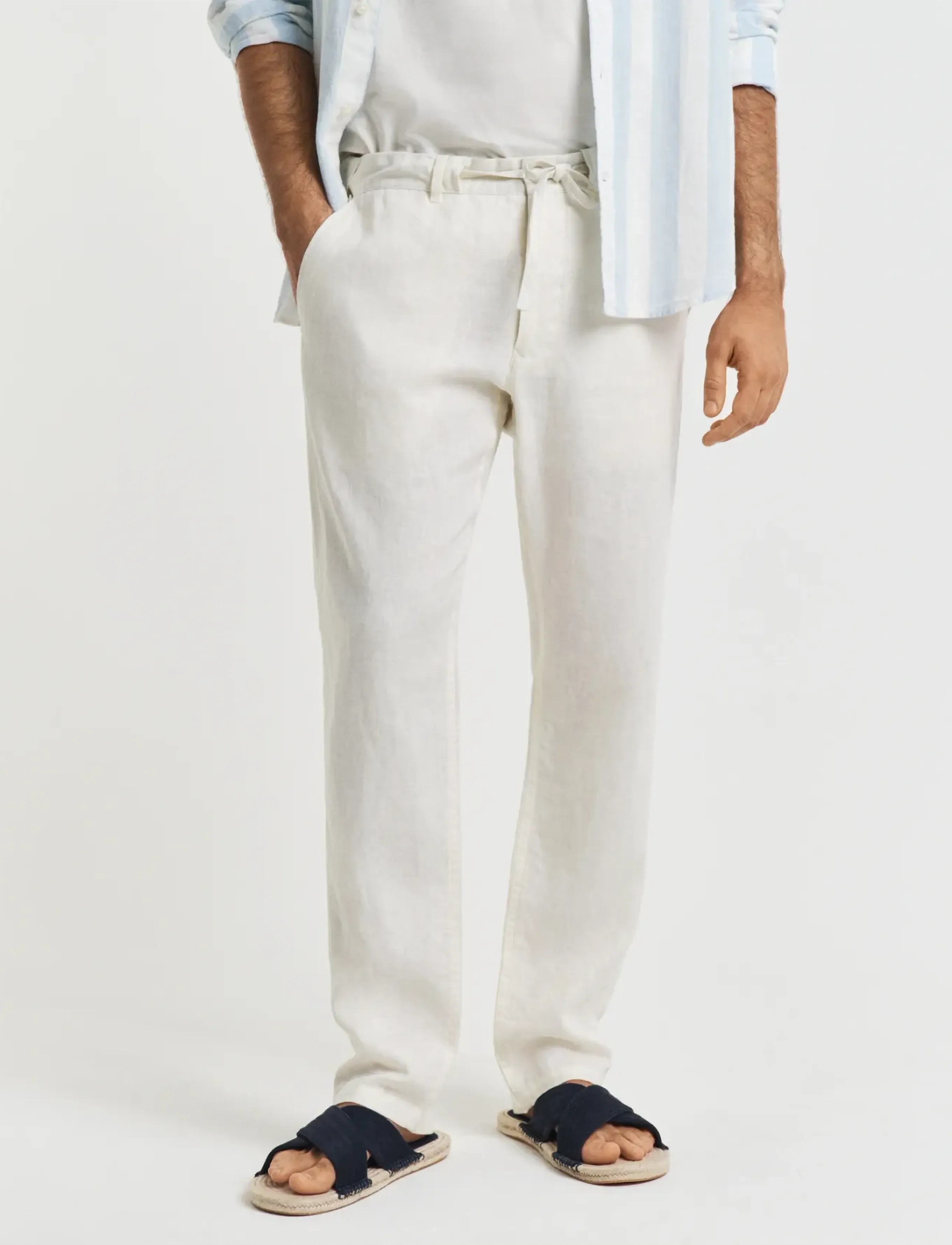 Gant RELAXED LINEN DS PANTS - Gant - CREAM / cream