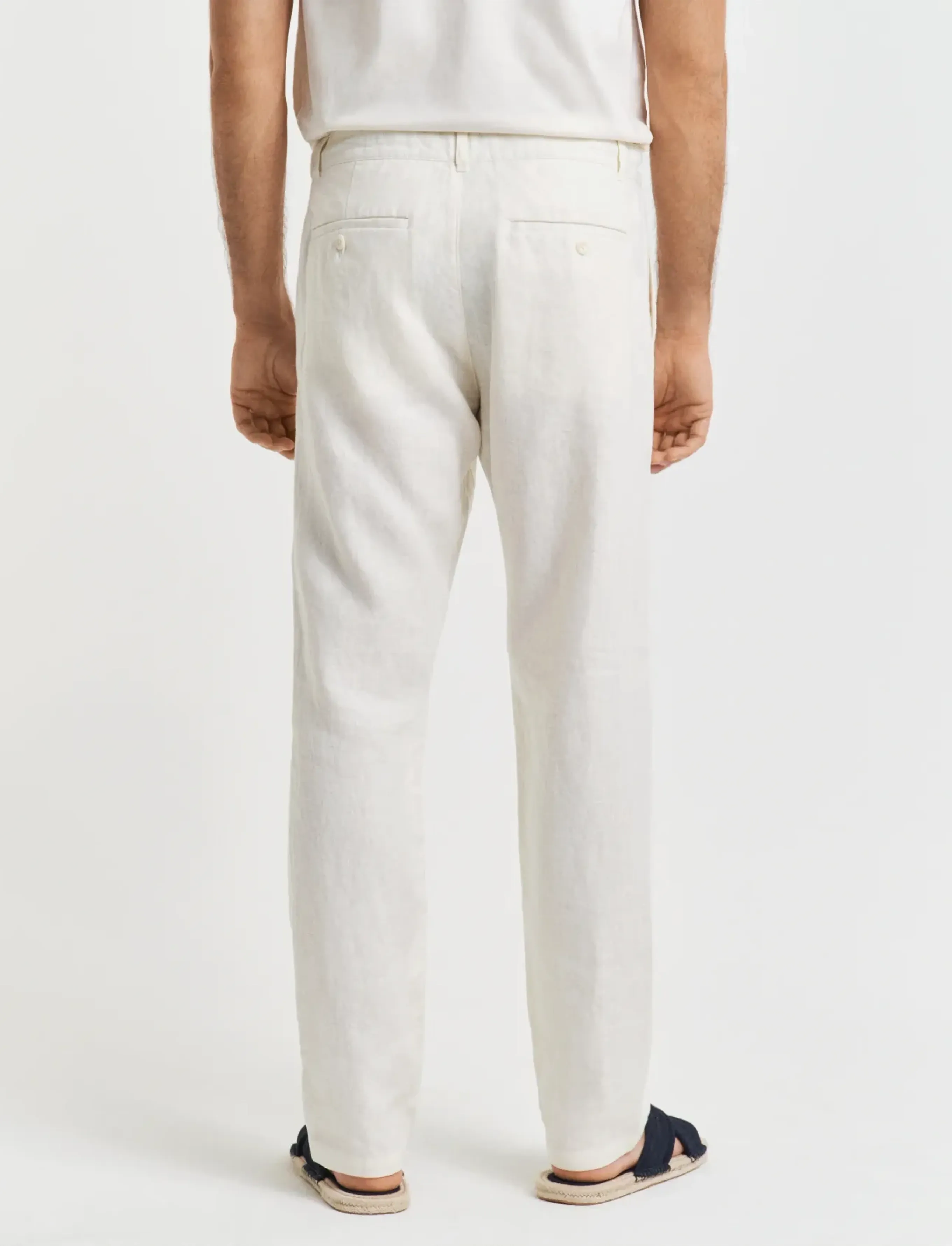 Gant - RELAXED LINEN DS PANTS - linased püksid - cream - 3