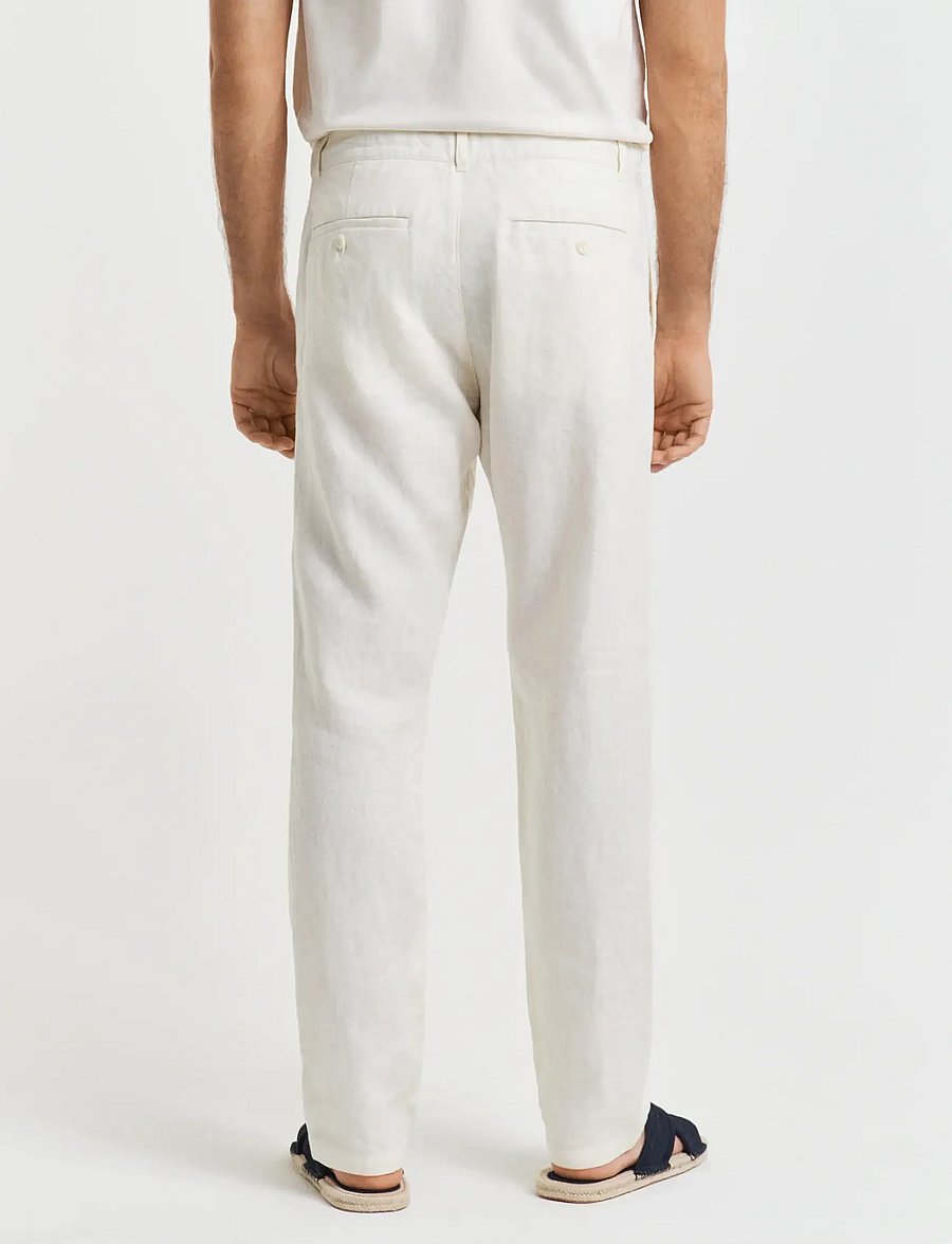 Gant - RELAXED LINEN DS PANTS - linnebyxor - cream - 3