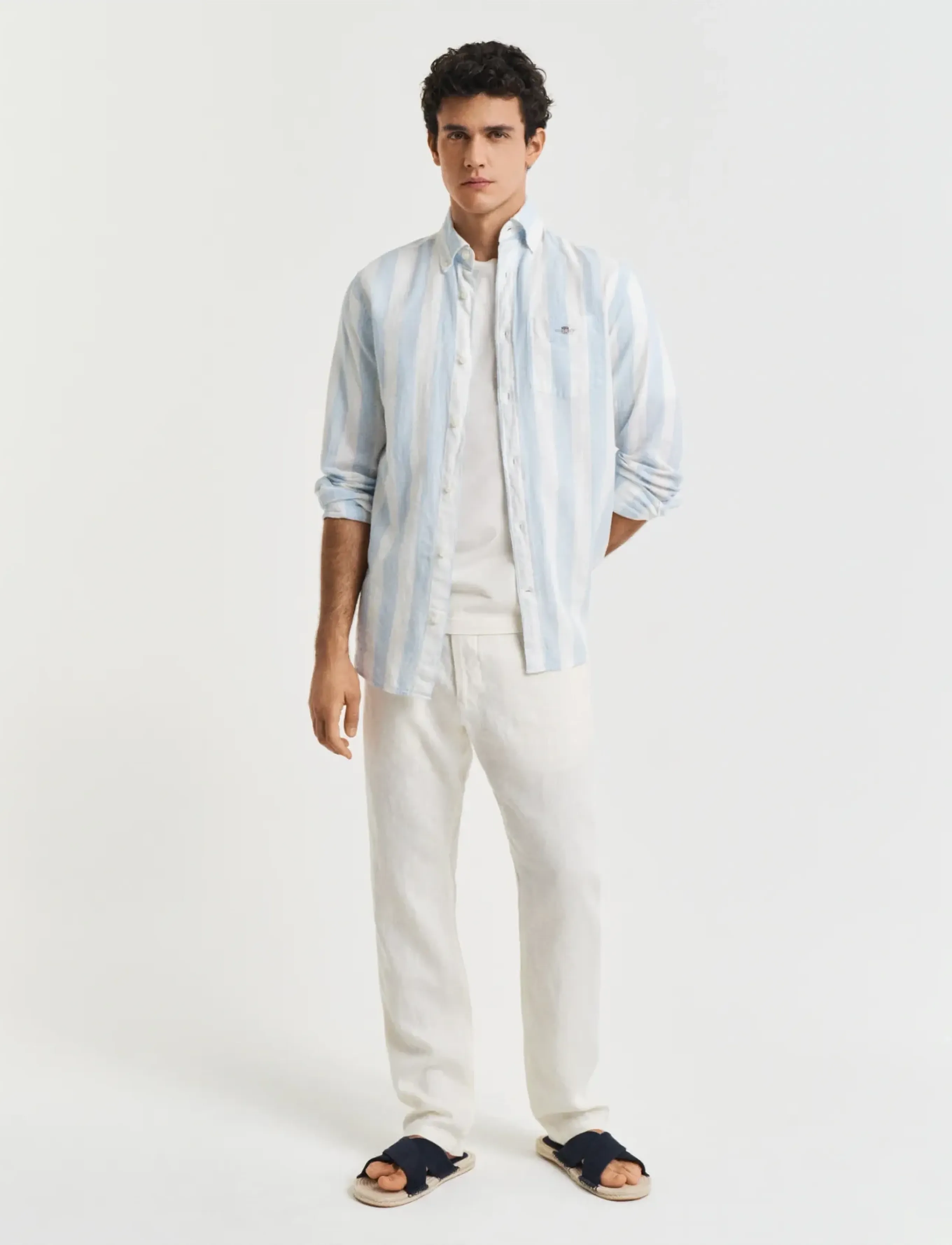 Gant - RELAXED LINEN DS PANTS - linased püksid - cream - 5