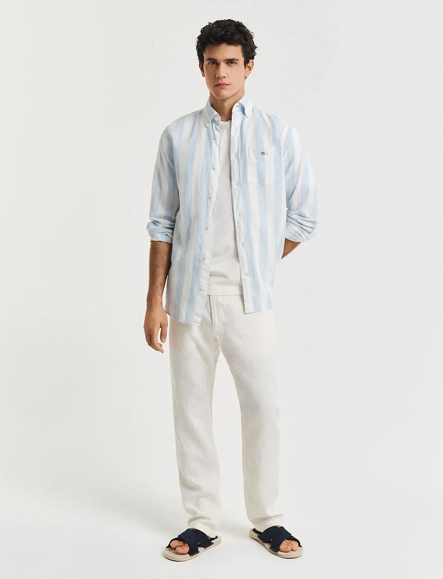 Gant - RELAXED LINEN DS PANTS - linnebyxor - cream - 5