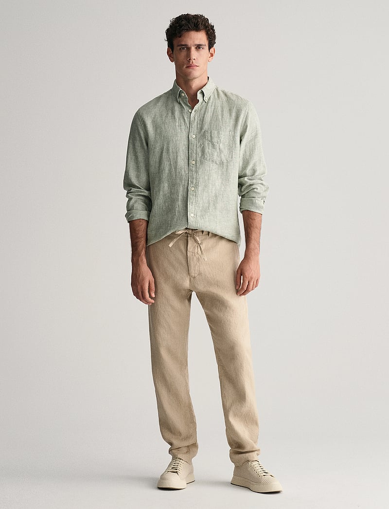GANT - RELAXED LINEN DS PANTS - leinenhosen - dry sand - 0