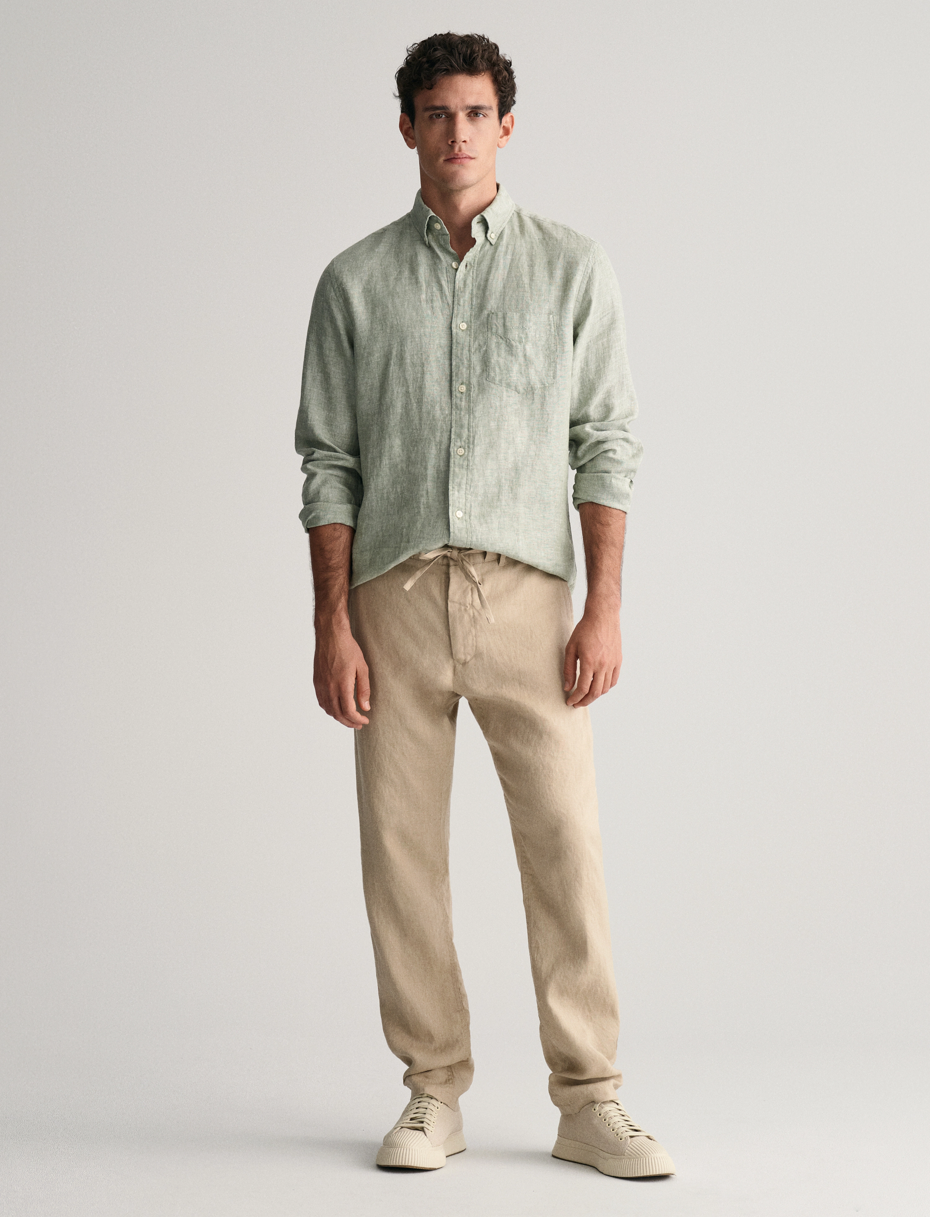 GANT RELAXED LINEN DS PANTS - Riided - DRY SAND / beige