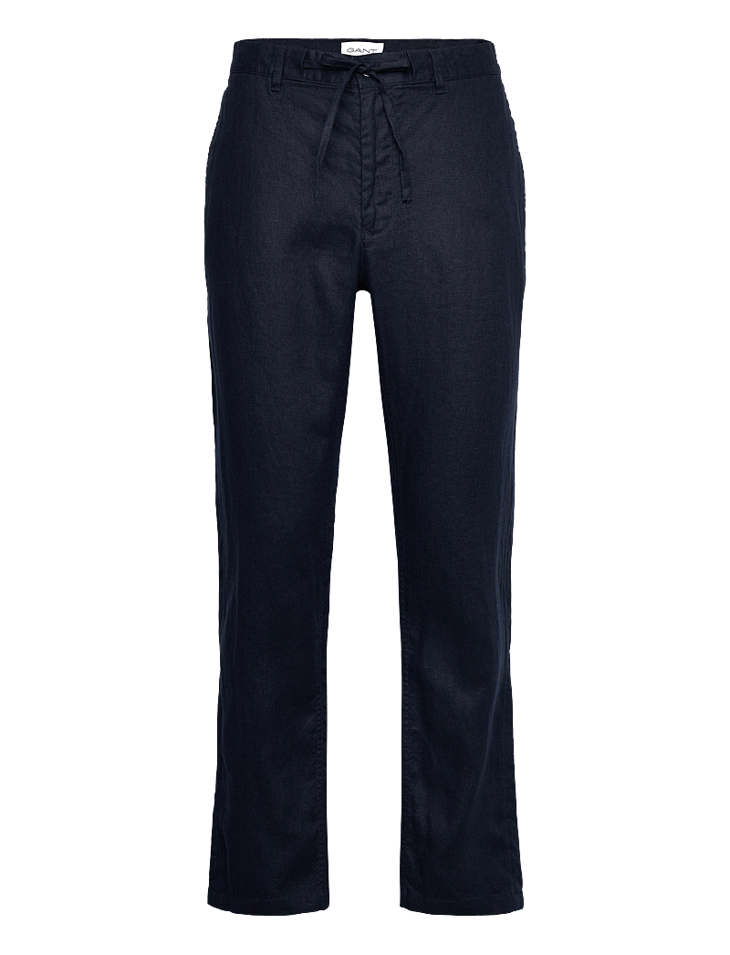 GANT - RELAXED LINEN DS PANTS - hørbukser - evening blue - 0