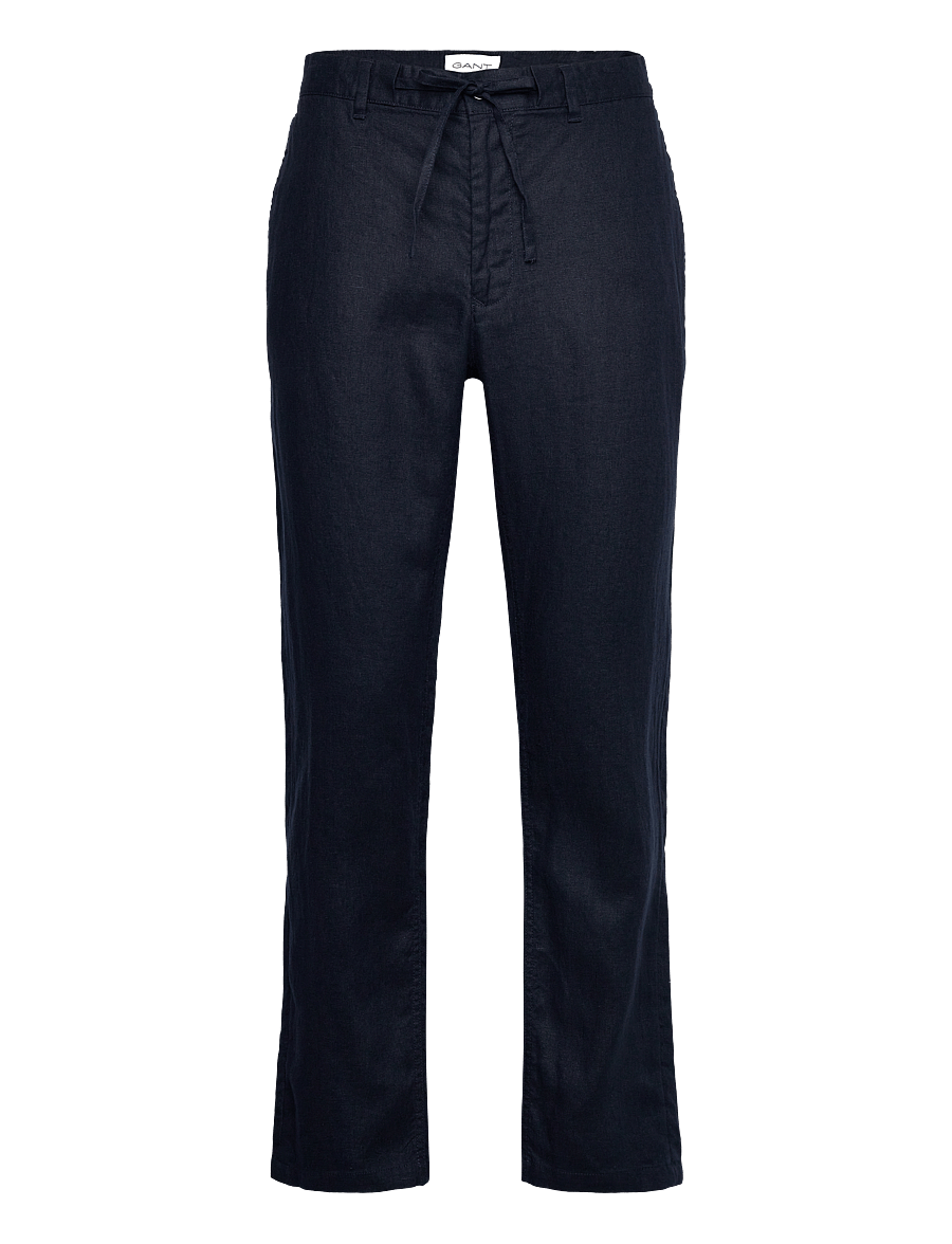 Gant - RELAXED LINEN DS PANTS - pantalons en lin - evening blue - 1