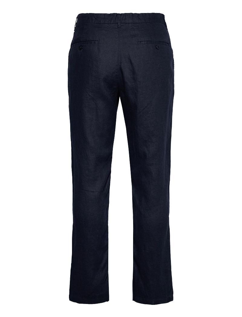 GANT - RELAXED LINEN DS PANTS - hørbukser - evening blue - 1