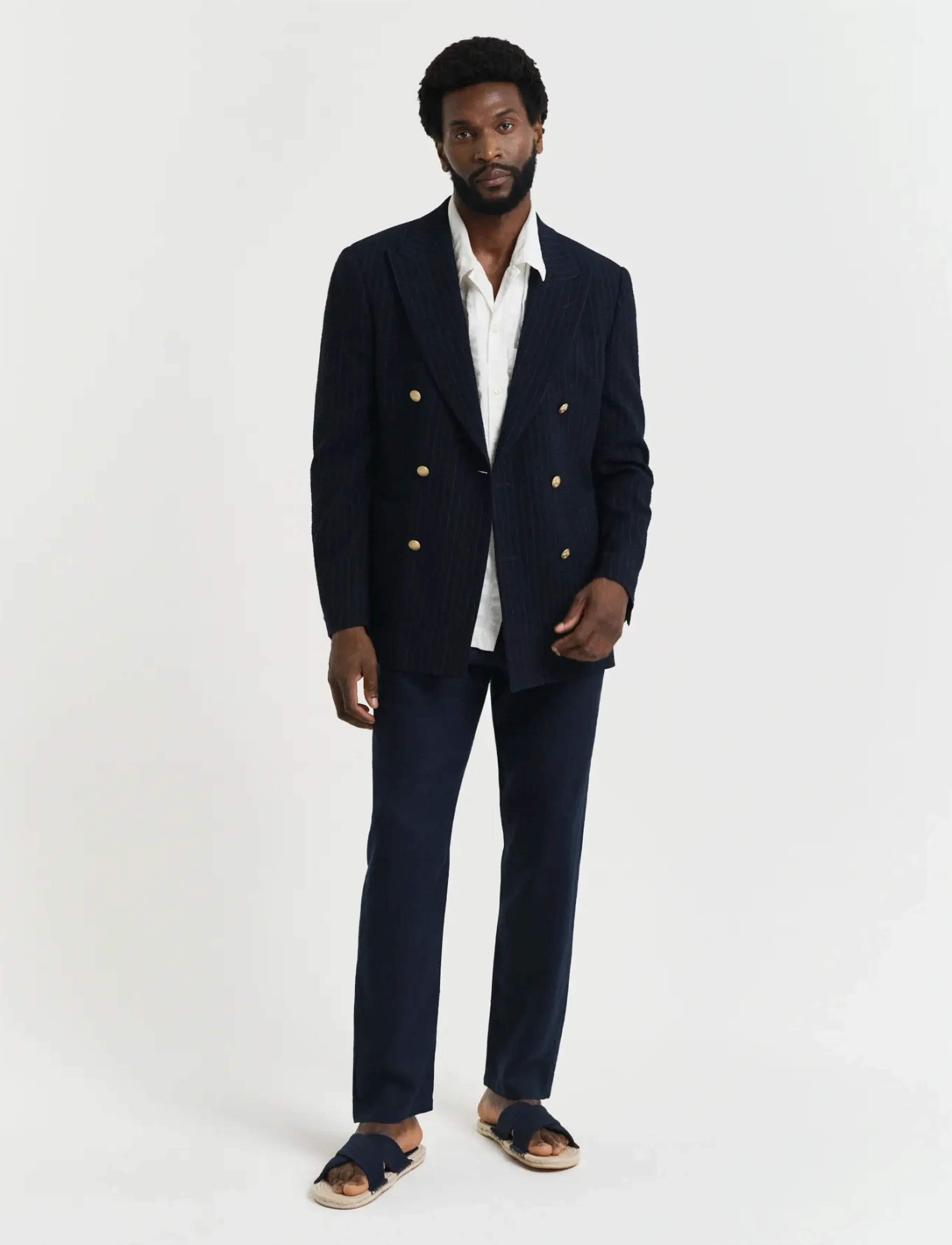 Gant - RELAXED LINEN DS PANTS - pantalons en lin - evening blue - 5