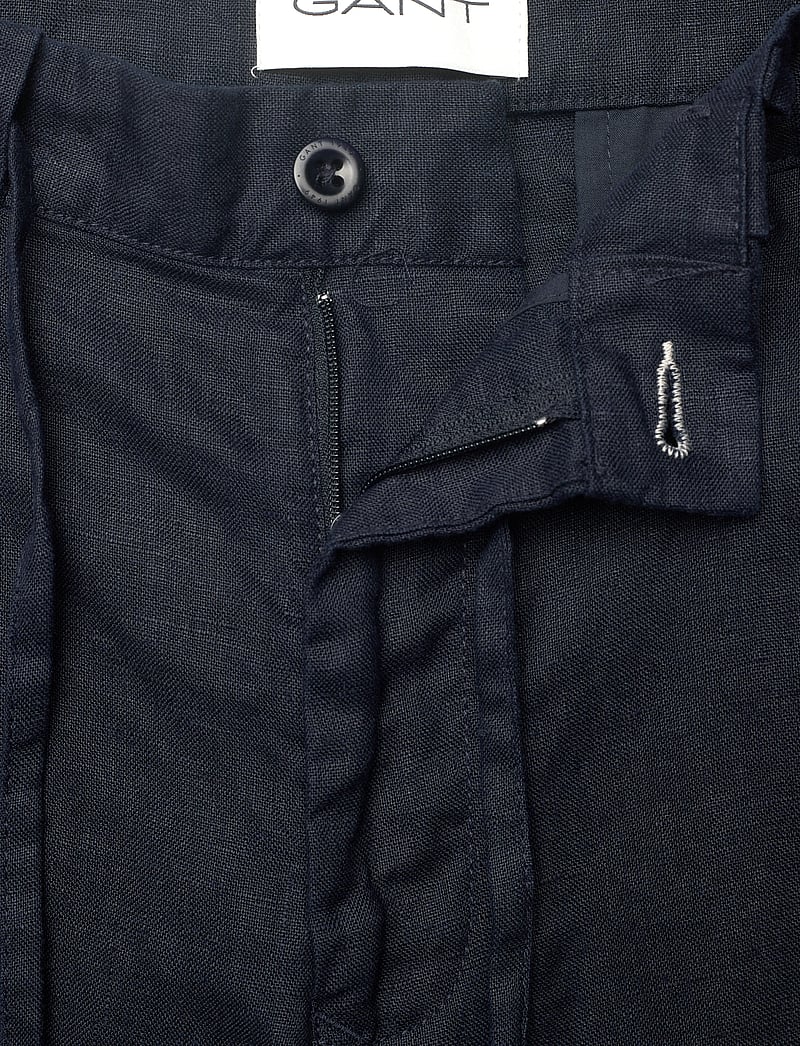 GANT - RELAXED LINEN DS PANTS - hørbukser - evening blue - 3