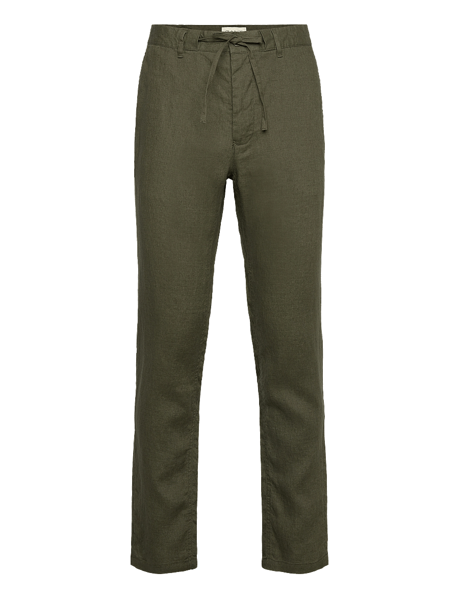 Gant - RELAXED LINEN DS PANTS - linnebyxor - juniper green - 1