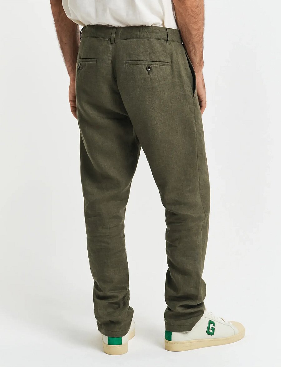 Gant - RELAXED LINEN DS PANTS - linnebyxor - juniper green - 3