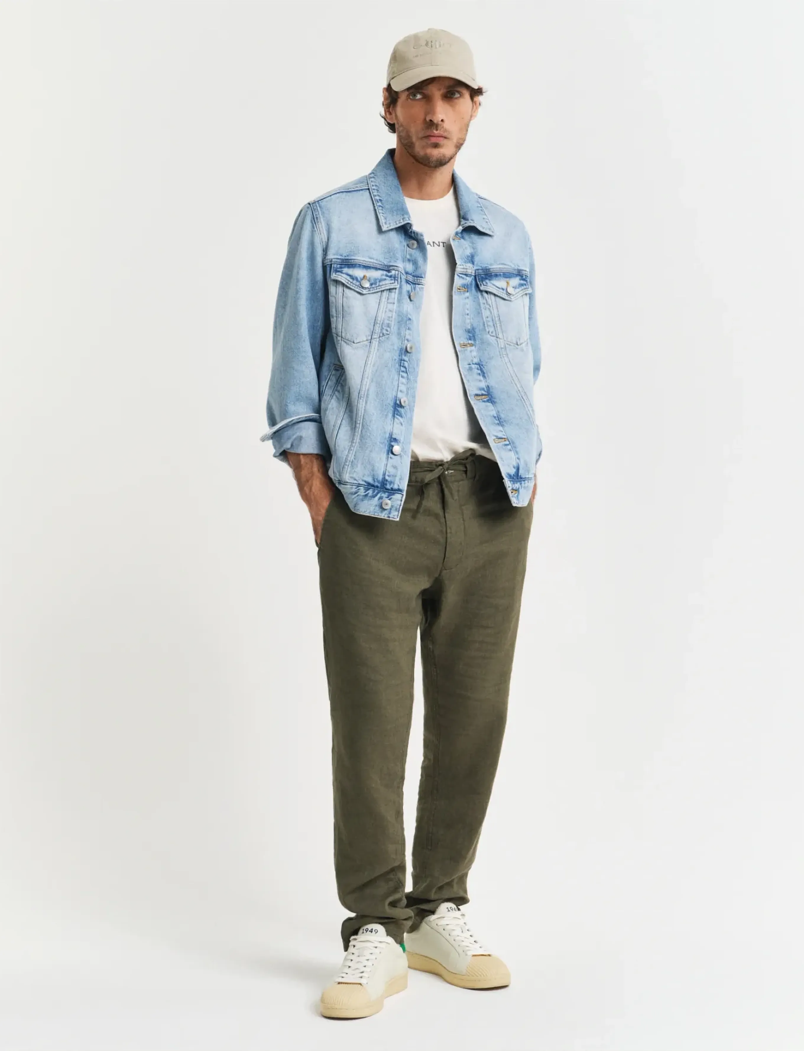 Gant - RELAXED LINEN DS PANTS - linased püksid - juniper green - 5
