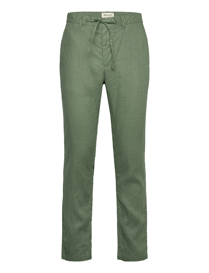 GANT - RELAXED LINEN DS PANTS - linnebyxor - kalamata green - 0