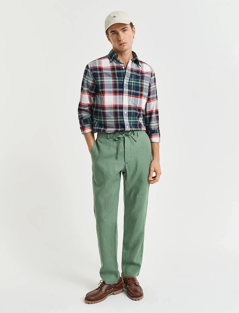 Gant - RELAXED LINEN DS PANTS - leinenhosen - kalamata green - 0